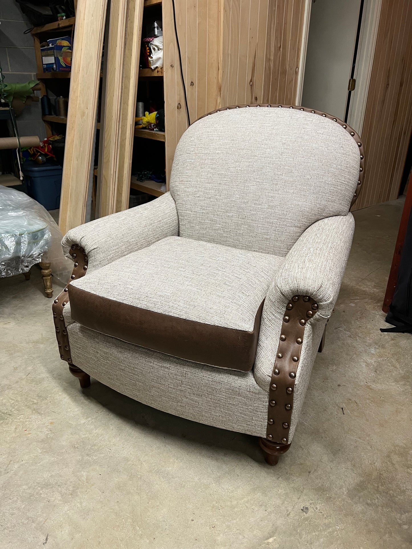 Fabric/Leather Combo Chair